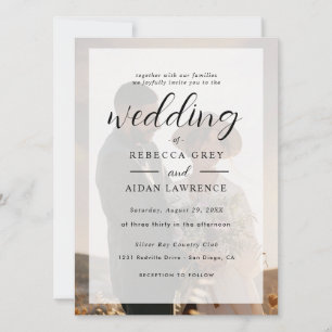 Elegant White and Black Gold Border Photo Wedding
