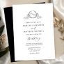 Elegant White and Black Monogram Wedding Invitation