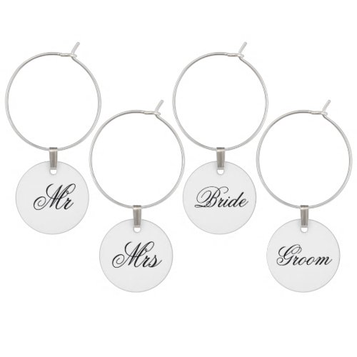 Elegant White and Black Monogram Wine Charm