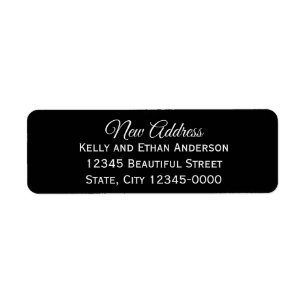 Elegant White and Black New Address Label