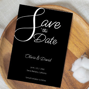 Elegant White and Black Save the Date Invitation