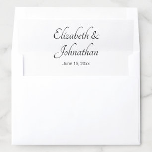 Elegant White and Black Script Names Bride Groom Envelope Liner