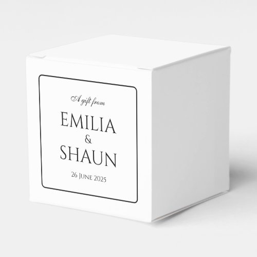 Elegant White and Black Wedding Favor Box