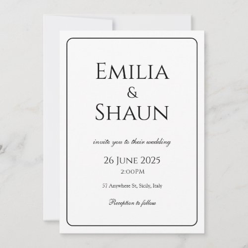 Elegant White and Black Wedding Invitations