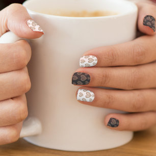 Elegant  white and black with gold  Love Hearts  Minx Nail Art