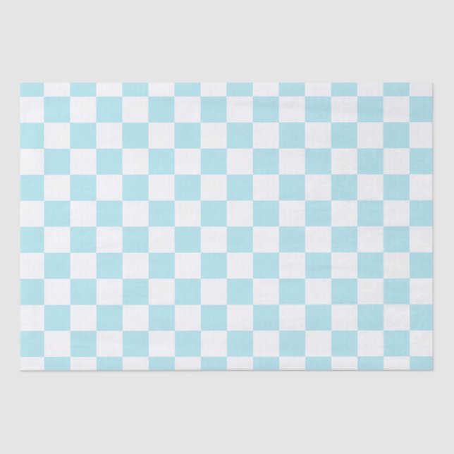 Elegant White and Blue Checkerboard  Tissue Paper (Front)