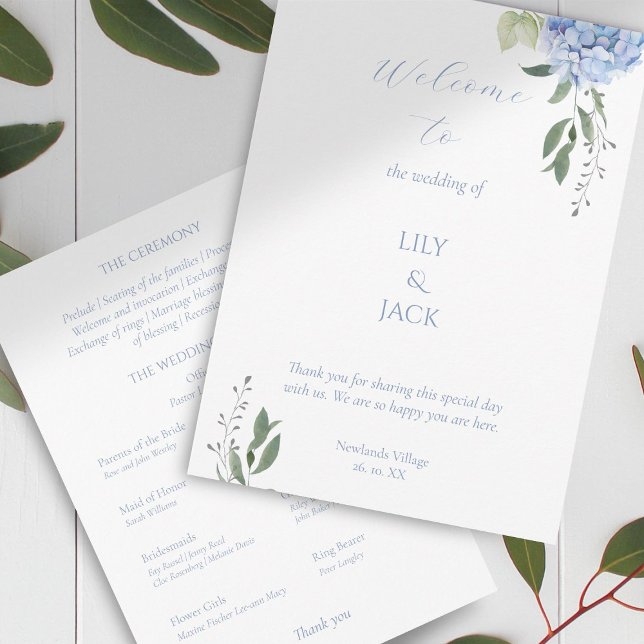 Elegant White and Blue Floral Hydrangea Program (Creator Uploaded)