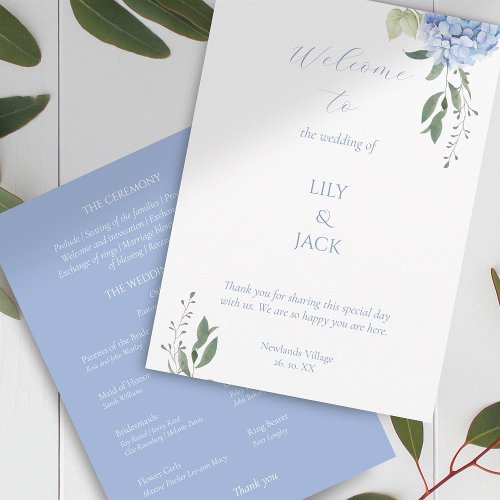 Elegant White and Blue Floral Hydrangea Program