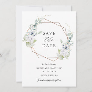 Elegant White and Blue Floral Wedding Save The Date
