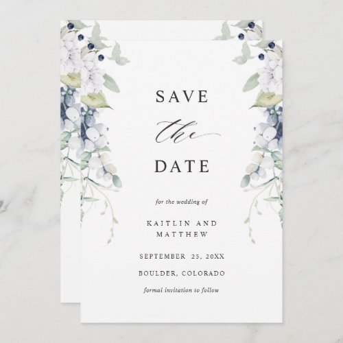  Elegant White and Blue Floral Wedding Save The Date