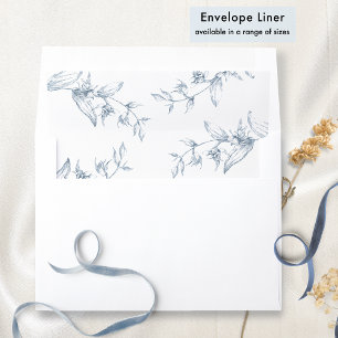 Elegant White and Blue Hand-Drawn Floral Envelope Liner