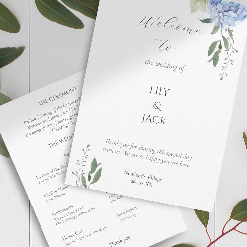 Elegant White and Blue Hydrangea  Program