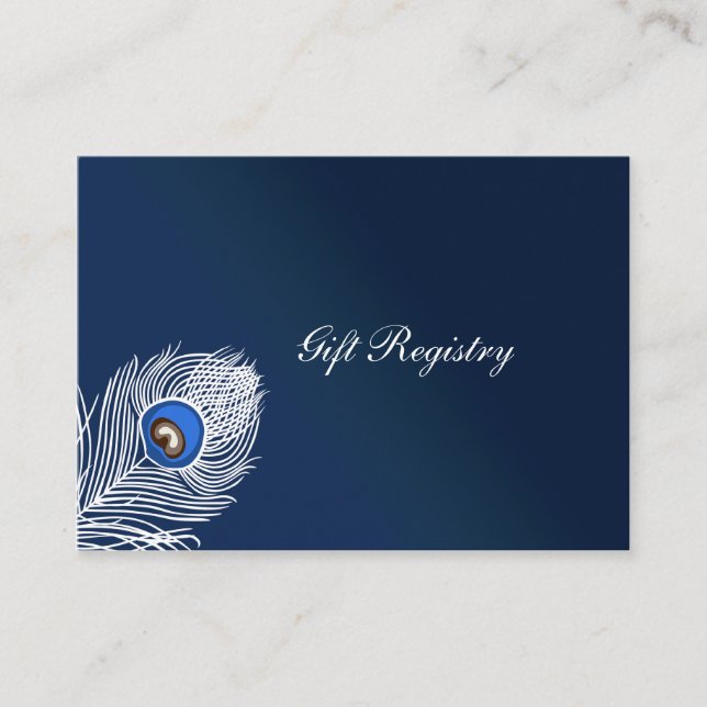 Elegant white and blue peacoc Gift registry  Cards (Front)