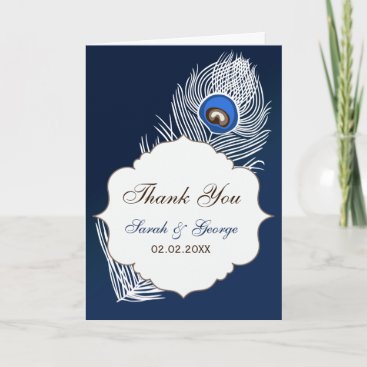 Elegant white and blue peacock Thank You