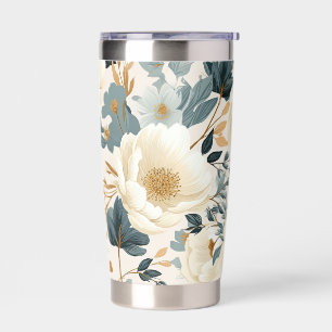 Elegant White and Blue Watercolor Floral Insulated Tumbler