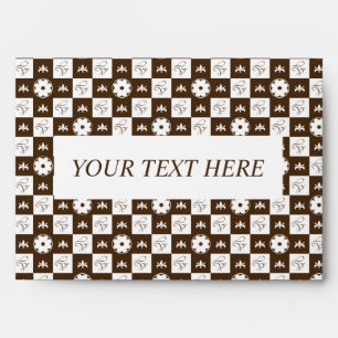 Elegant White and Brown Checkered Pattern Envelope