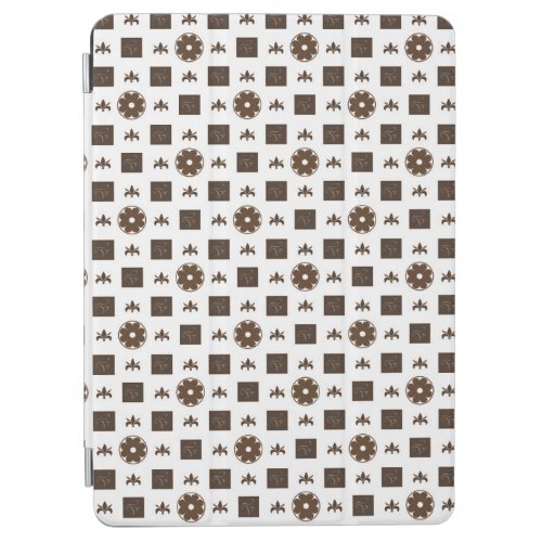 Elegant White and Brown Checkered Pattern iPad Air Cover