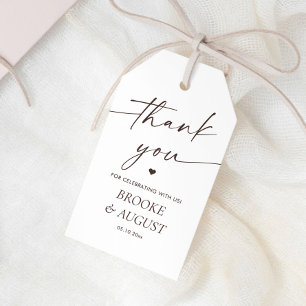 Elegant  White and Brown Wedding Favor Thank You   Gift Tags