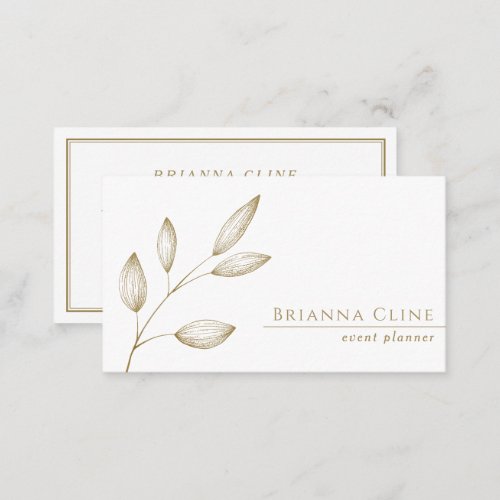 Elegant White and Faux Gold  Modern Minimalist Business Card