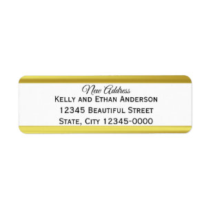 Elegant White and Faux Gold New Address Label
