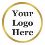 Elegant White and Faux Gold Your Logo Here Classic Round Sticker