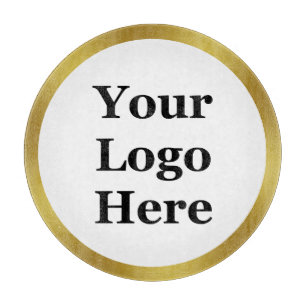 Elegant White and Faux Gold Your Logo Here Cutting Board