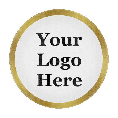 Elegant White and Faux Gold Your Logo Here Cutting Board