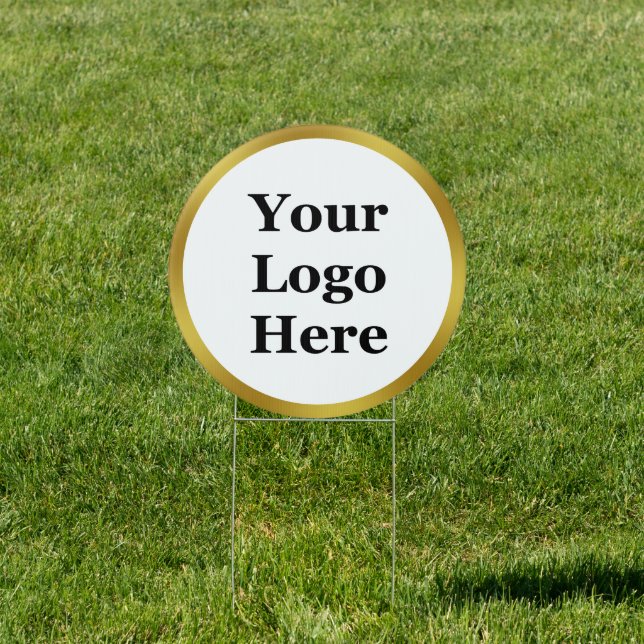 Elegant White and Faux Gold Your Logo Here Sign (Insitu)