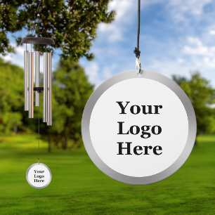 Elegant White and Faux Sliver Your Logo Here Wind Chime