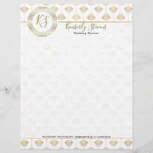 Elegant White And Gold Art-deco Pattern Letterhead