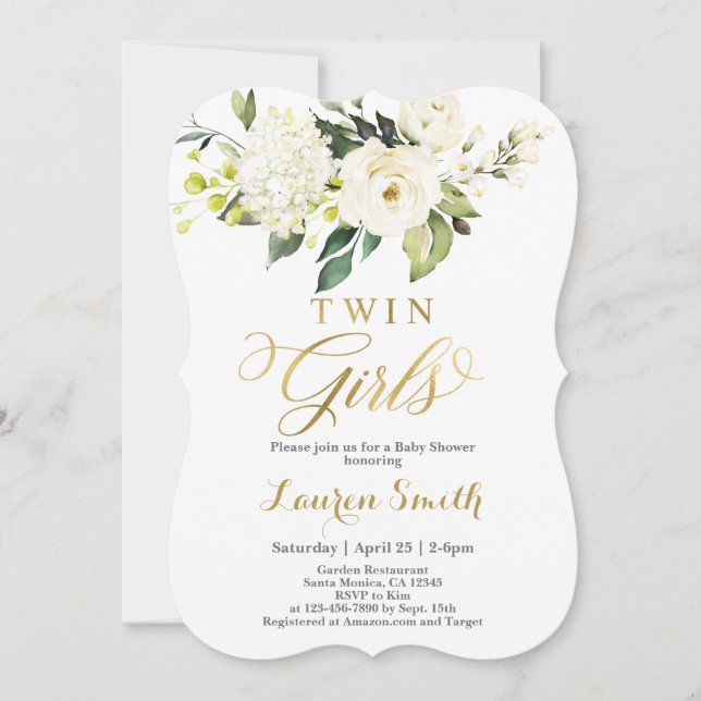 Elegant White and gold Baby Shower Invitation (Front)