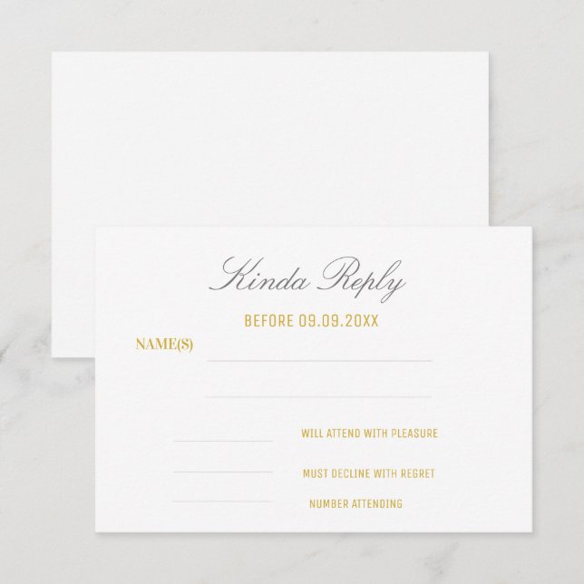 Elegant White and Gold Birthday Response  (Front/Back)