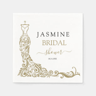 Elegant White and Gold Blush Gown Bridal Shower Napkins