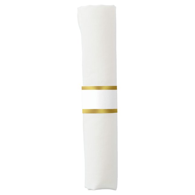 Elegant White and Gold Border Napkin Bands (Front)
