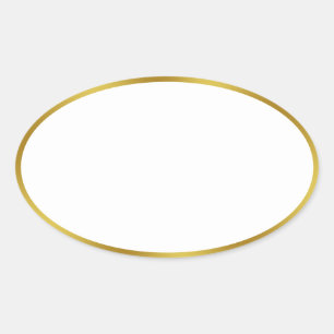Elegant White and Gold Border Template Oval Sticker