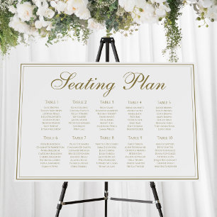 Elegant White and Gold Classic Style Seating Plan Foam Board