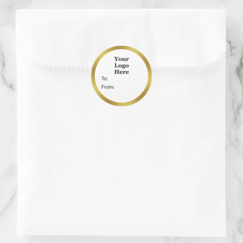 Elegant White and Gold Company Logo Gift Tag