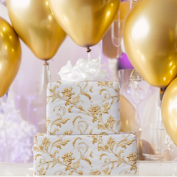 Elegant White And Gold Damask Gift  Wrapping Paper by Lumpiko at Zazzle