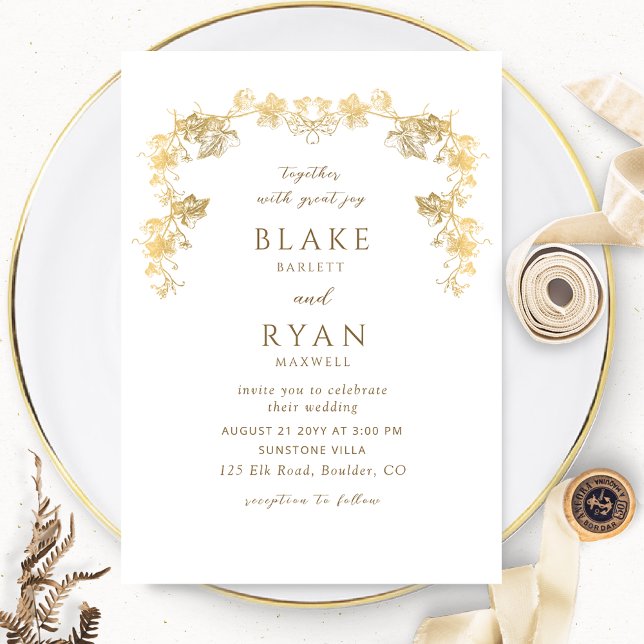 Elegant White and Gold Enchanting Wedding  Invitation (Creator Uploaded)