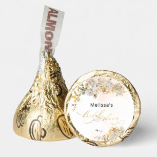 Elegant White and Gold Floral Bridal Shower Hershey®'s Kisses®