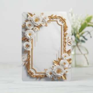 Elegant White and Gold Floral Frame Invitation
