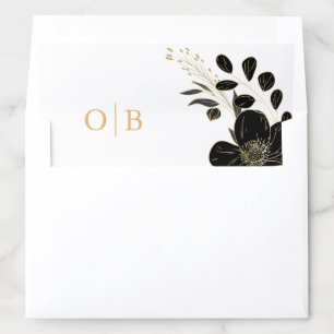 Elegant White and Gold Floral leaves Wedding Envelope Liner