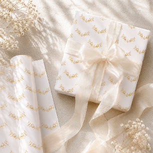 Elegant White and Gold Floral Swag Wedding Wrapping Paper Sheets