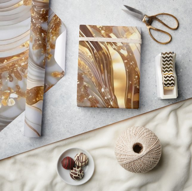 Elegant White and Gold Glitter Marble Pattern Wrapping Paper (Crafts)