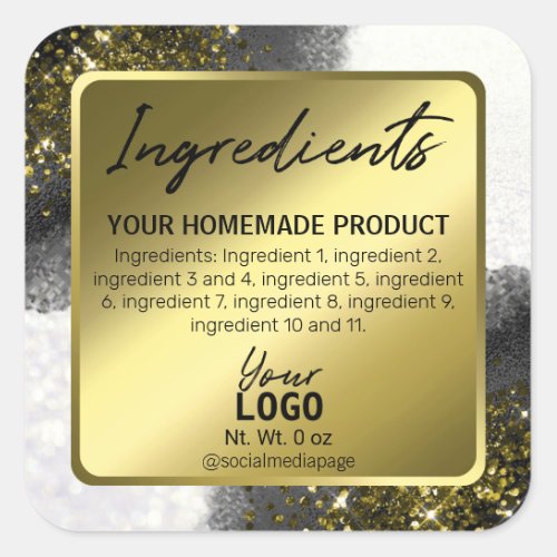 Elegant White And Gold Ingredient Labels