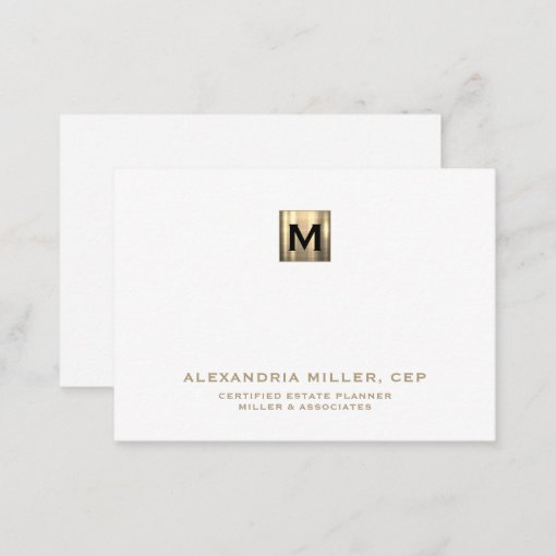 Elegant White and Gold Initial Logo Note Card | Zazzle