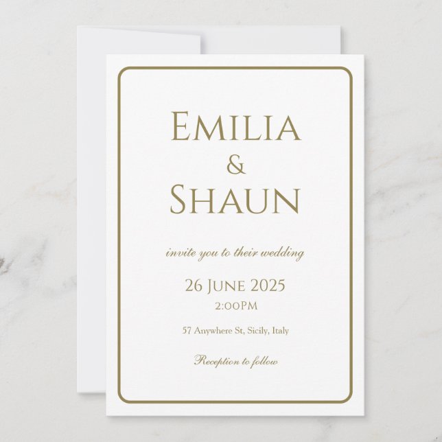 Elegant White and Gold Invitation (Front)