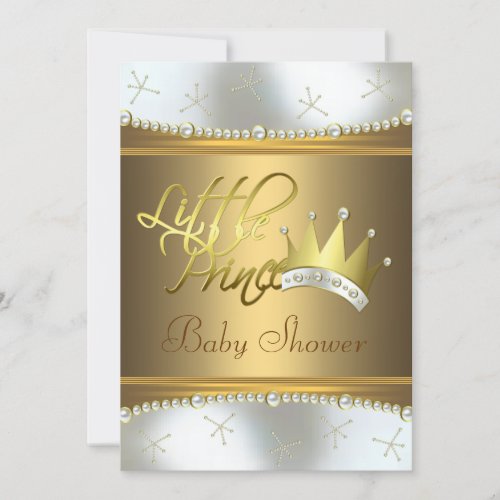 Elegant White and Gold Little Prince Baby Shower Cards