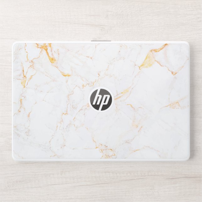 Elegant White And Gold Marbel  HP Laptop Skin (Front)