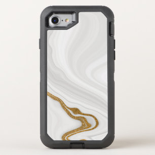 Elegant White And Gold Marble OtterBox Defender iPhone SE/8/7 Case